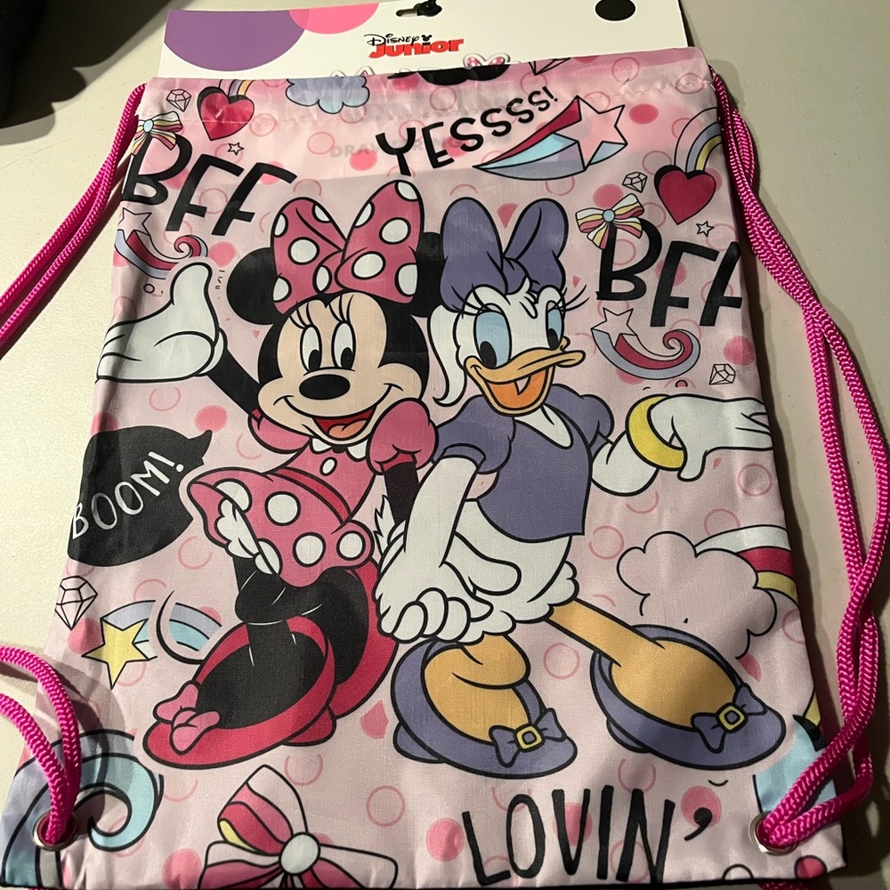 Disney Pink and Purple Minnie Mouse Drawstring Bag